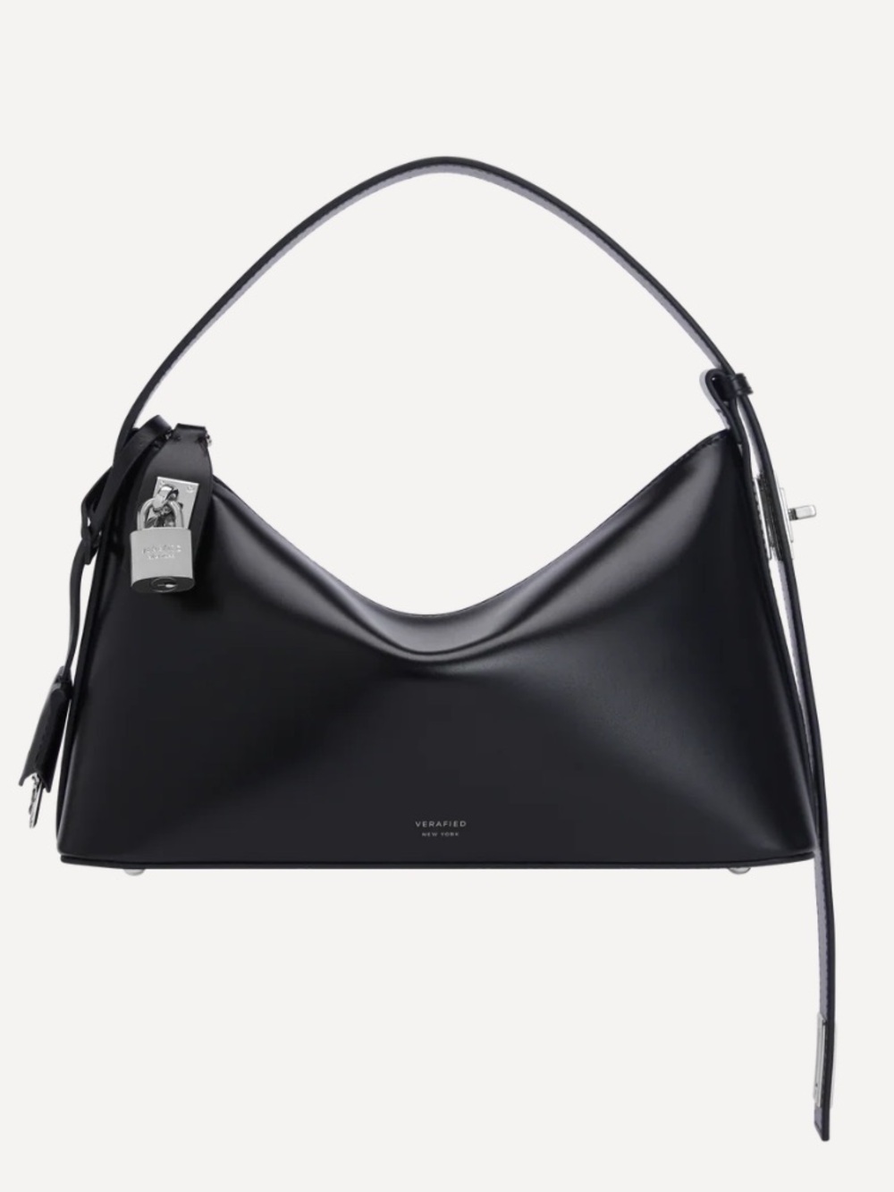VERAFIED Leather Silver Black Hobo Bag